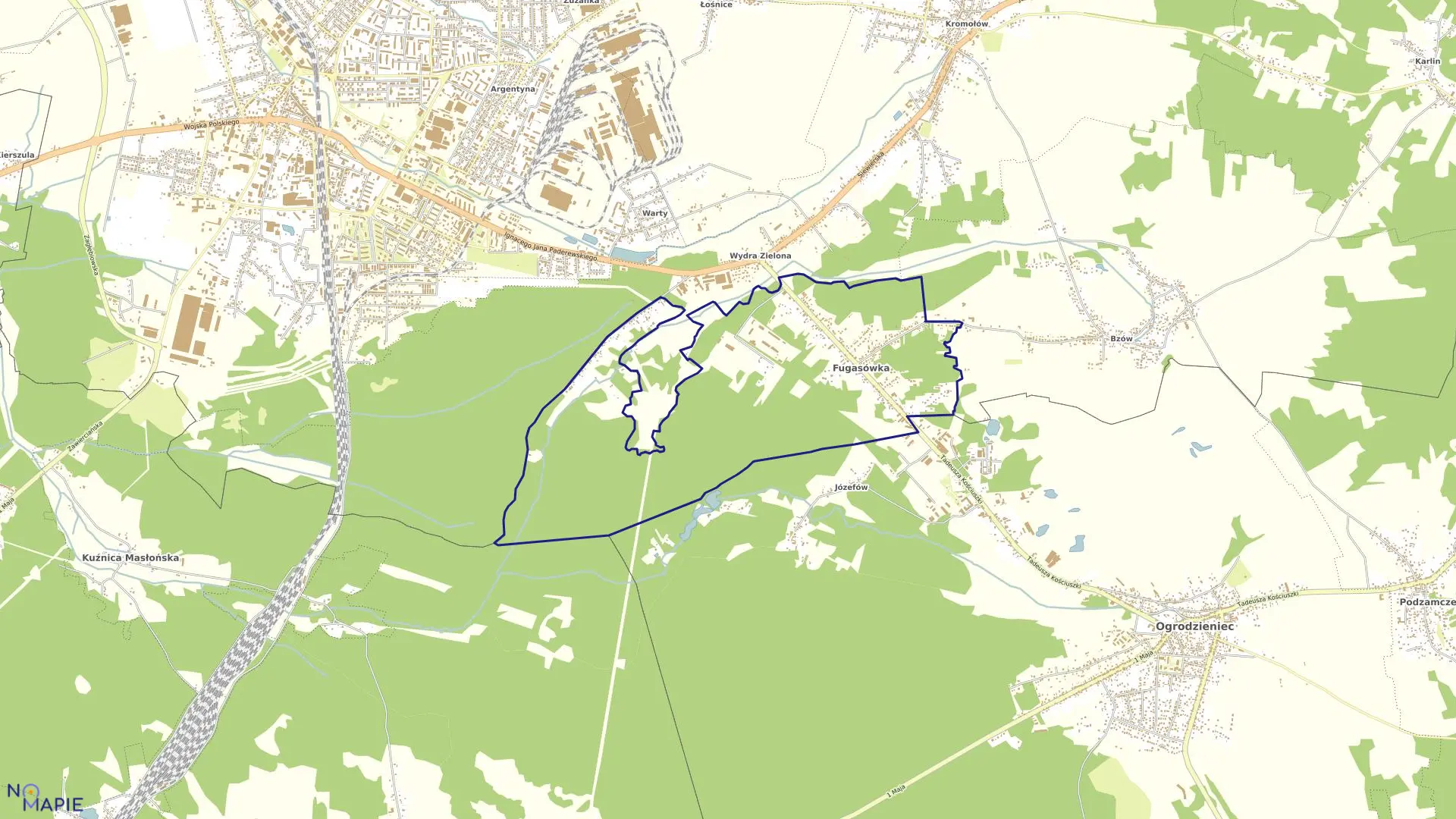 Mapa obrębu FUGASÓWKA w gminie Ogrodzieniec