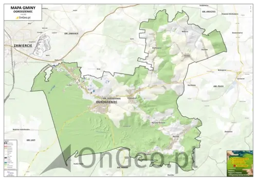 Mapa gminy Ogrodzieniec